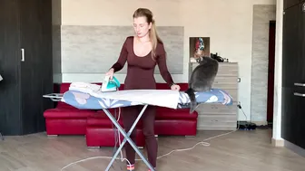 Usual chores: Ironing clothes with my cat! #9