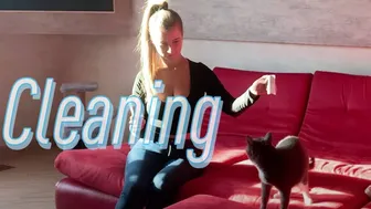 Cleaning sofa with my cat || anya p special video for fans #1