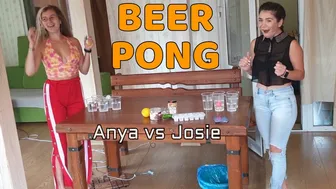 BEER PONG game challange || anya with josephine special video #1