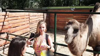 Anya and Josie feeding animals in a zoo part 1 #9