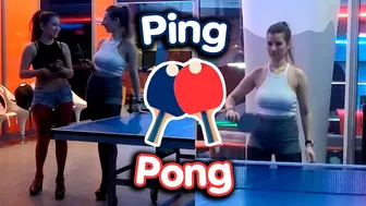 Playing pingpong with friend in tights #1