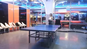 Playing pingpong with friend in tights #4