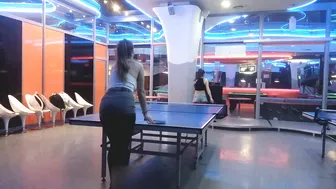 Playing pingpong with friend in tights #8