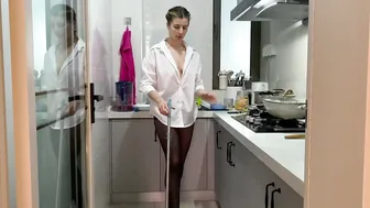 Let's clean up together: incredible cleaning in sheer tights #8