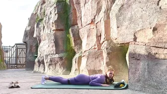 Playing sports in nature with an expander in a purple tight suit! #10