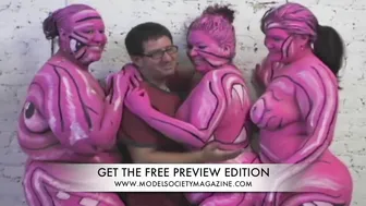 Body Painting 3 Nude Girls. Plus Size Beauty with Andy Golub and Model Society Magazine #10