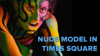 Erika on being nude in Times Square, with body art by Andy Golub