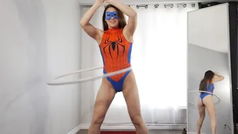 4K Hula Hooping Spider Girl Bodysuit With Mirror View!! Masked Mode #4