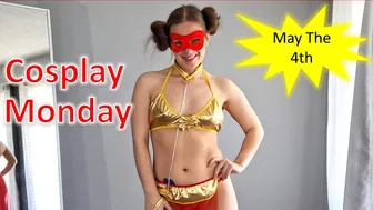 4K Princess Leia Cosplay Costume Try On Haul Outside Masked Model #maskedmodelvids