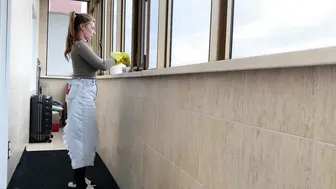 The secrets of cleaning balconies | cleaning with my cat! #10