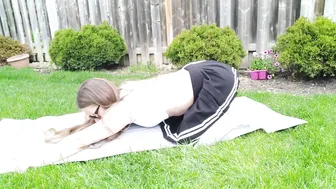 Yoga Challenge! School Skirt Stretching #maskedmodelfit #fitness #workout #onlyfans #yoga #3