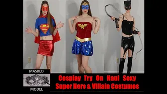 Cosplay Try On Haul Sexy Super Hero Villain Costumes Masked Model