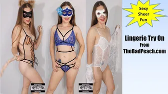 Sexy Sheer Lingerie Try On Haul Lookbook 2022 #maskedmodelvids TheBadPeach.com