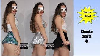 Sexy Try On Haul Cheeky Super Mini Skirt Lookbook #maskedmodelvids