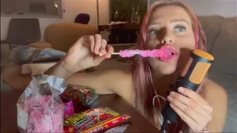 ASMR PINK JUICY ROCK CANDY POP ROCKS ????