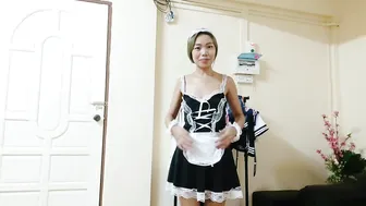 ASIAN GIRL TRY ON MAID OUTFIT** #9