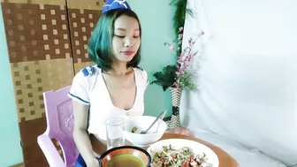 Eating Seafood Salad IN COSPLAY OUTFIT #5