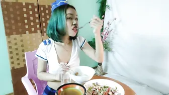 Eating Seafood Salad IN COSPLAY OUTFIT #6