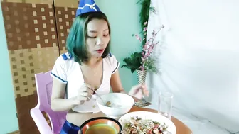 Eating Seafood Salad IN COSPLAY OUTFIT #7