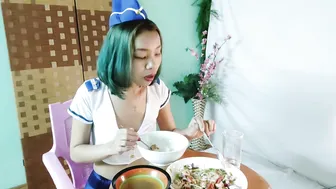 Eating Seafood Salad IN COSPLAY OUTFIT #9