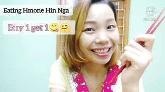 Eating Mone Hin Nga//Burmese Snack//Myanmar Girl #2