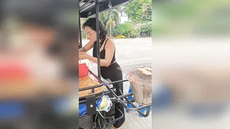 pretty thai girl is selling tasty pork BBQ #7