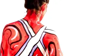 Art Video: Red & Blue body-painting by Amit Bar #6