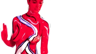 Art Video: Red & Blue body-painting by Amit Bar #9