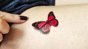 3D RED BUTTERFLY Temporary tattoos | 4K HD | Sticker Tattoo #8