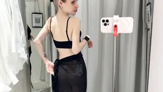 [4K] Transparent Try on Haul | No panties | At the mall #6