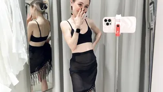 [4K] Transparent Try on Haul | No panties | At the mall #9