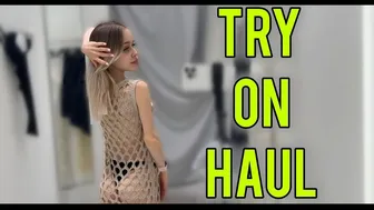 [4K] Try on Haul | Transparent elegant sexy dress | No Bra | At the mall