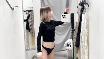 [4K] Try on Haul | Transparent elegant sexy dress | No Bra | At the mall #5