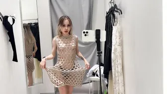 [4K] Try on Haul | Transparent elegant sexy dress | No Bra | At the mall #8