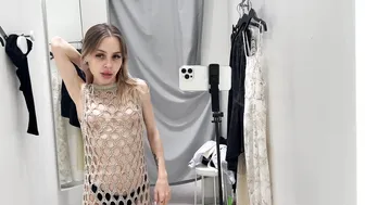 [4K] Try on Haul | Transparent elegant sexy dress | No Bra | At the mall #9