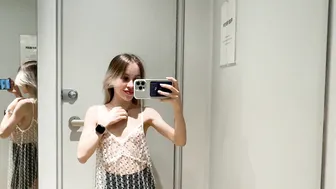 [4K] Transparent Try on Haul | Transparent dress | No Bra | At the mall #5