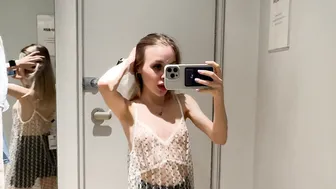 [4K] Transparent Try on Haul | Transparent dress | No Bra | At the mall #6