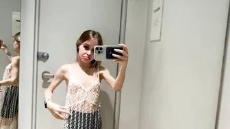 [4K] Transparent Try on Haul | Transparent dress | No Bra | At the mall #8