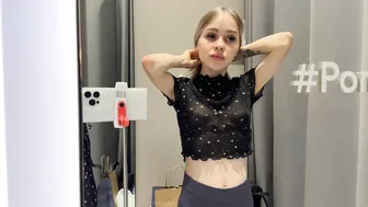 [4K] Transparent Try on Haul | See through sexy top l At the mall #7