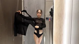 See through Try On Haul l Transparent elegant sexy longsleeve l At the mall #3