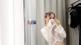 See-through Try On Haul | Transparent Lingerie At the mall l Dressing room #7