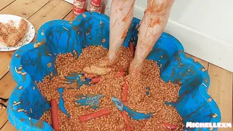 Feet in beans and sausages #7