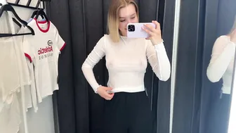 TRANSPARENT Try On Haul 2024: NO BRA for Sheer Clothes at Mall #5