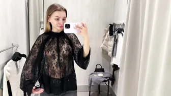 Transparent Blouse Try On Haul at Mall | See-Through Lace | No Bra Trend #5