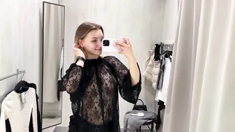 Transparent Blouse Try On Haul at Mall | See-Through Lace | No Bra Trend #9