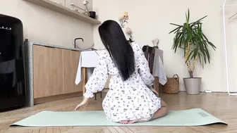 workout & stretching in kitchen #5