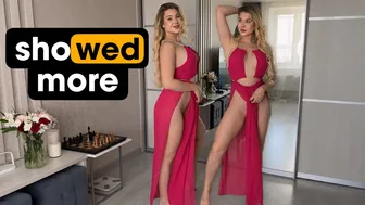 [4K USA Housewife]???????? Transparent mirror cleaning Haul blonde No Bra See Through Try On