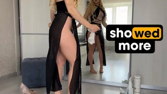 [4K USA Housewife]???????? How to clean a mirror? Transparent Haul blonde No Bra See Through Try On