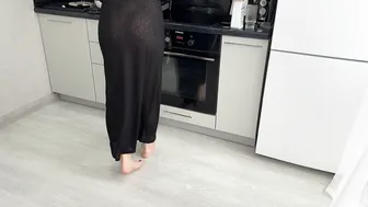 [4K USA Housewife]♥️♥️♥️♥️ Transparent kitchen stove Haul blonde No Bra See Through Try On #2