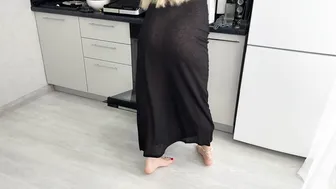 [4K USA Housewife]♥️♥️♥️♥️ Transparent kitchen stove Haul blonde No Bra See Through Try On #8